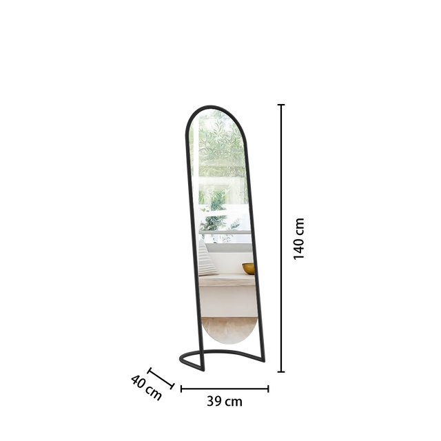 Oglindă de podea mare JEF cu ramă metalică, 39,5 × 136 cm