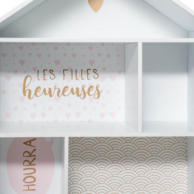 Raft pentru jucării HOUSE, 7 compartimente, roz