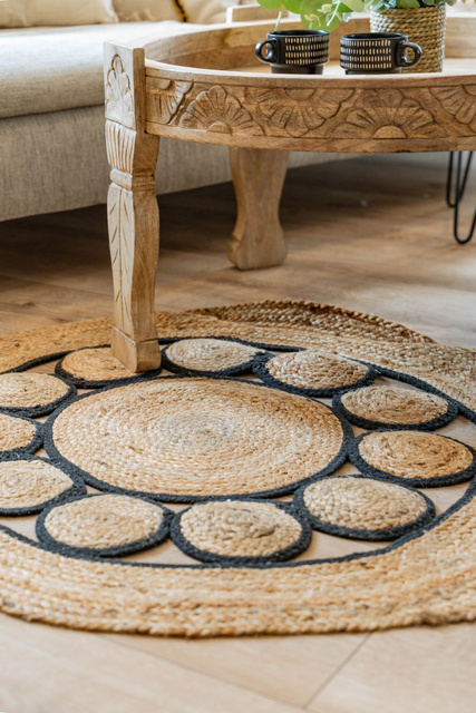 Covor boho rotund din iută, Ø 90 cm