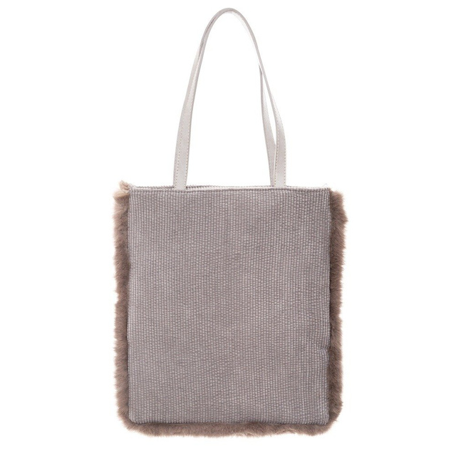 Geantă de cumpărături cu blană, SHOPPING BAG, 38 x 40 cm