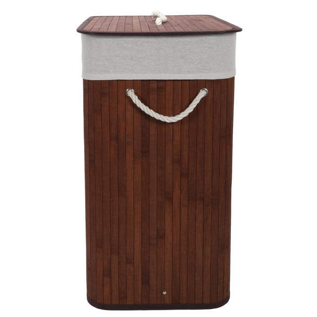 Coș de rufe cu două compartimente, cu sac detașabil, bambus, 100 l