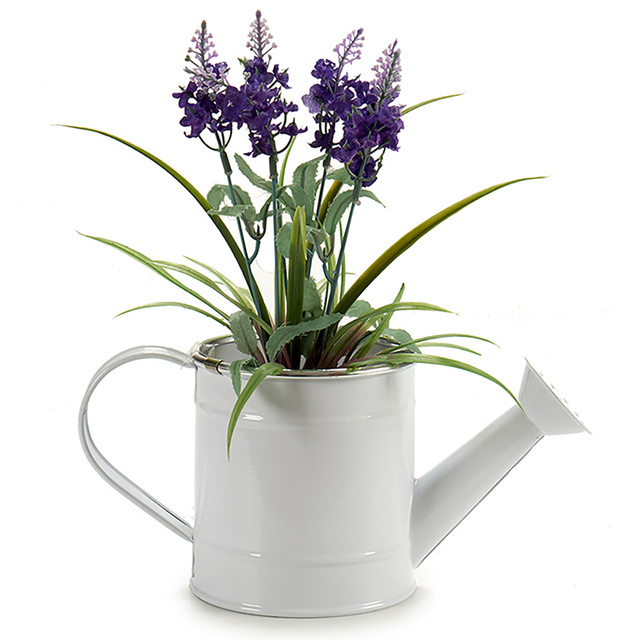 Husa ghiveci sub formă de stropitoare, metal, alb