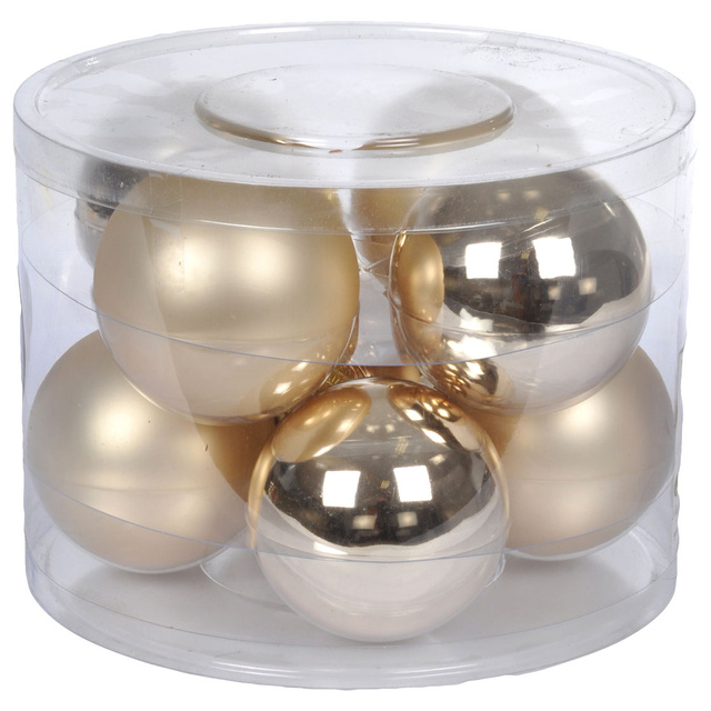 Set 8 globuri de culoare șampanie, 8 cm