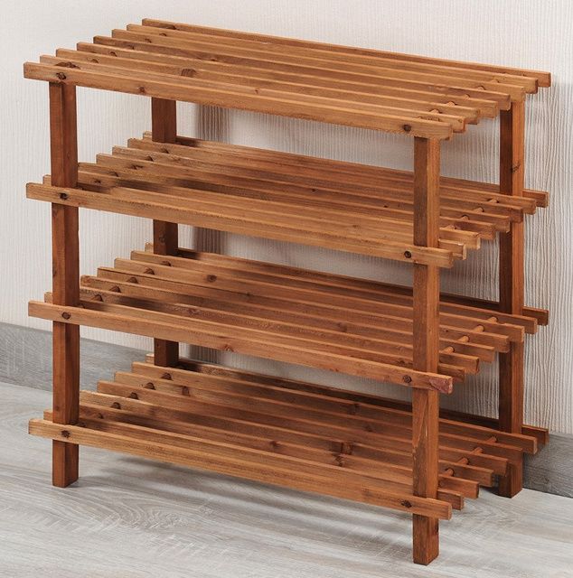 Pantofar inalt din lemn de brad, spatios si reglabil cu patru rafturi