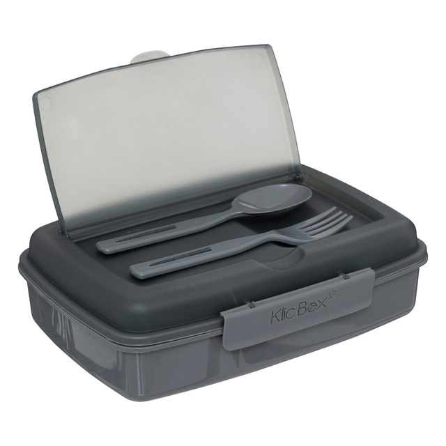 Cutie pentru prânz cu tacâmuri PP 1,2L Neo -gri