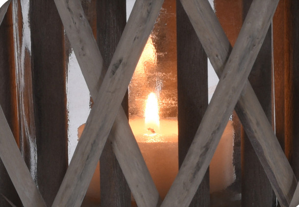 Felinar din răchită, Ø 22,5 x 30 cm, gri