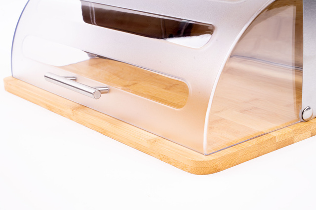 Cos servire pentru paine, Secret de Gourmet, 37x27x15 cm, Lemn, Maro/Transparent