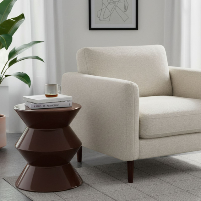 Masa coloană GISA, metalică, Ø 31 cm, maro închis