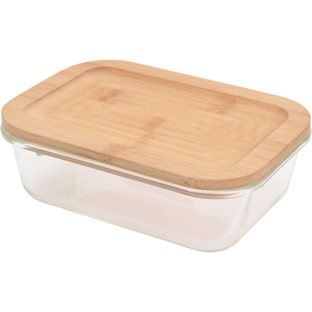 Recipient de sticlă cu capac de bambus, 640 ml