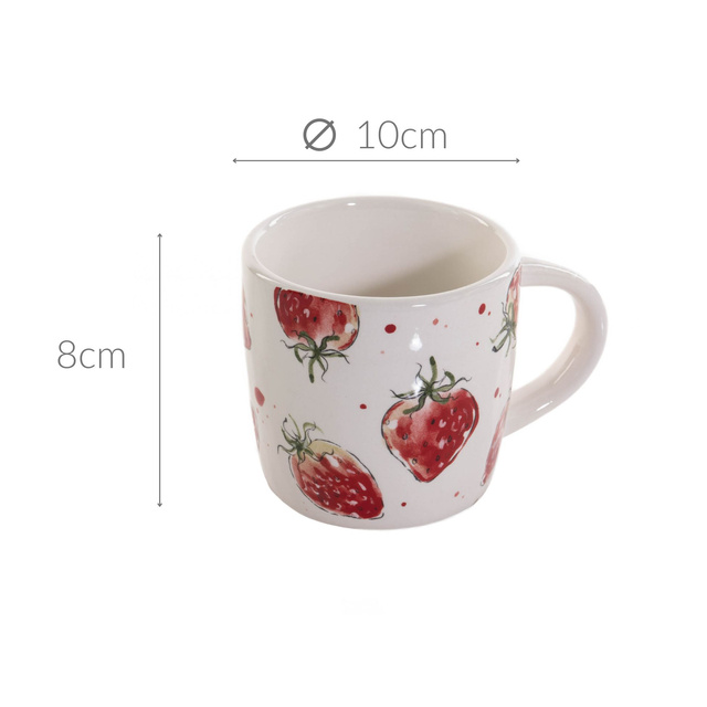 Cana ceramica cu model capsuni Strawberry, 450 ml