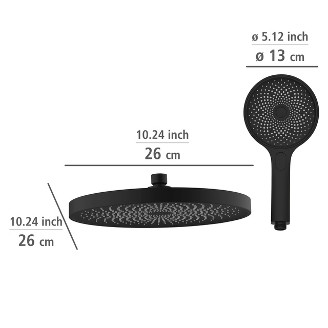 Cap de dus, negru mat, 120 cm, WENKO