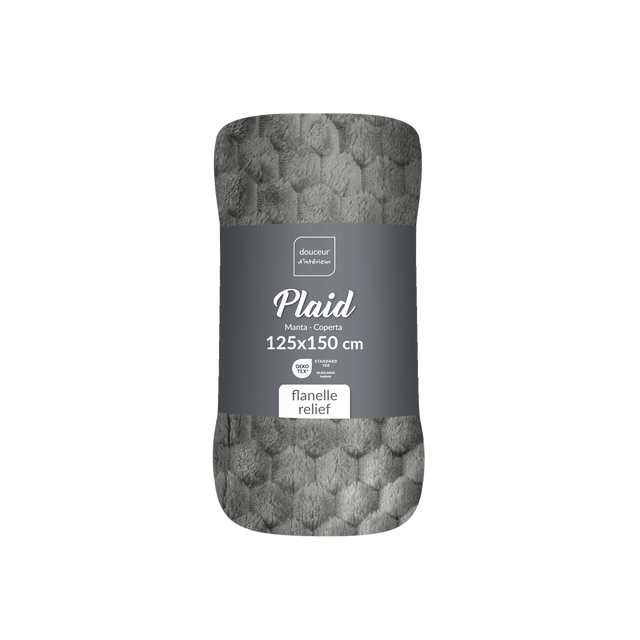 Pătură din flanel 125 x 150 cm FROSTY, gri