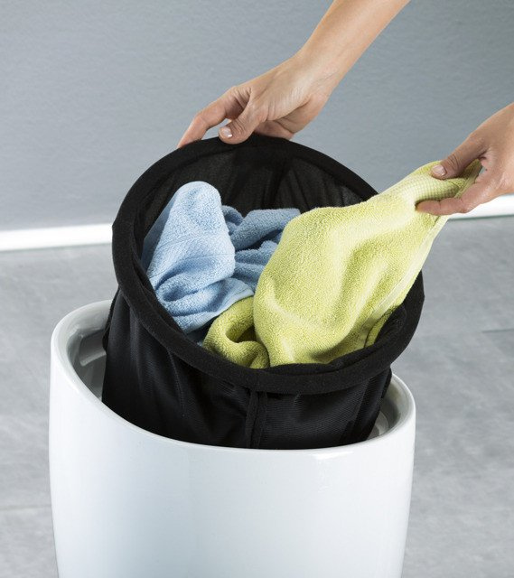 Pufa CANDY WHITE - coș de rufe, 2 în 1, WENKO, alb