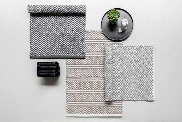 Covor de baie TURPAN, poliester reciclat, gri, model diamant, WENKO