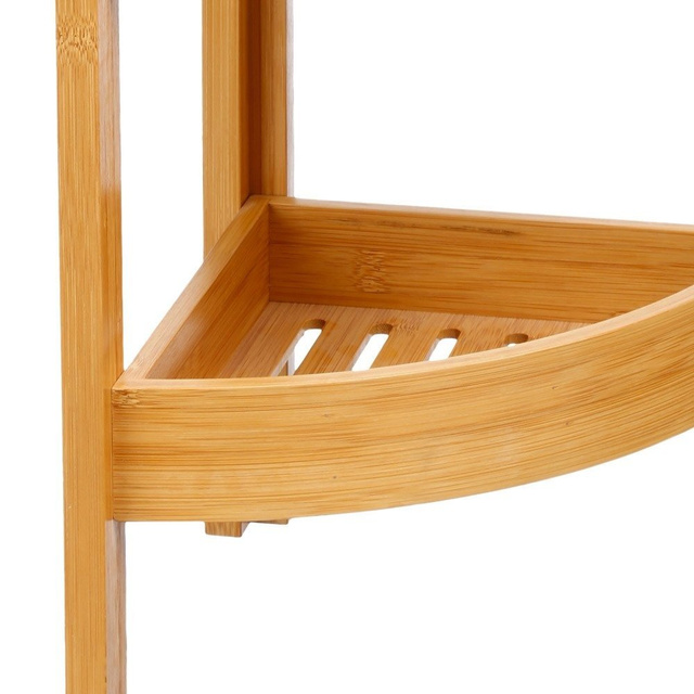 Set de baie din bambus, poliță suspendată + poliță, suprapunere pentru cadă + raft de colț cu 3 niveluri, set de baie din bambus, 5five Simply Smart