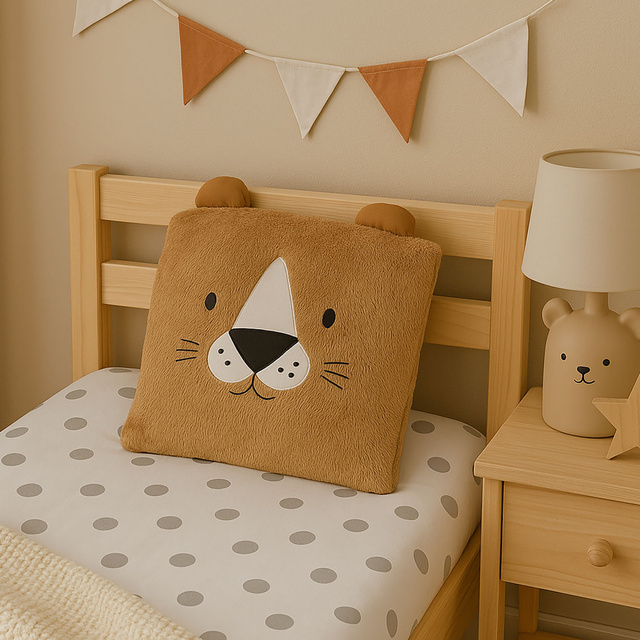 Perna de pluș ANIMAL, cu urechi, 43 x 43 cm