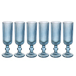 Pahare de sampanie LINES din sticla canelata, set de 6, 160 ml