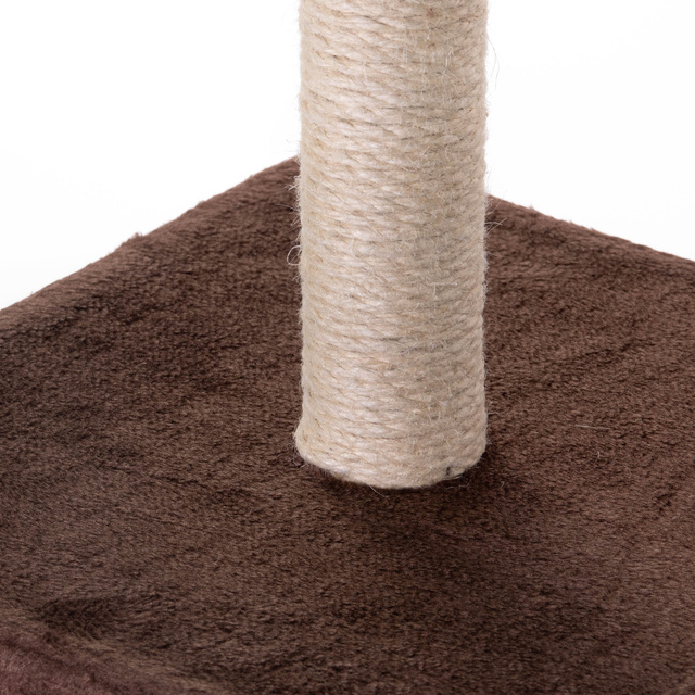 Casă pentru pisici cu zgârietoare și jucărie, gri