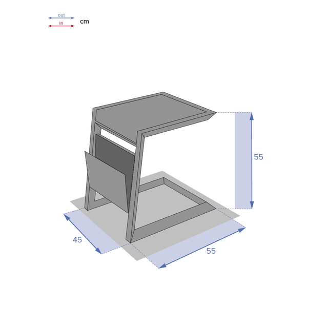Masa din aluminiu cu suport pentru ziare ALLURE