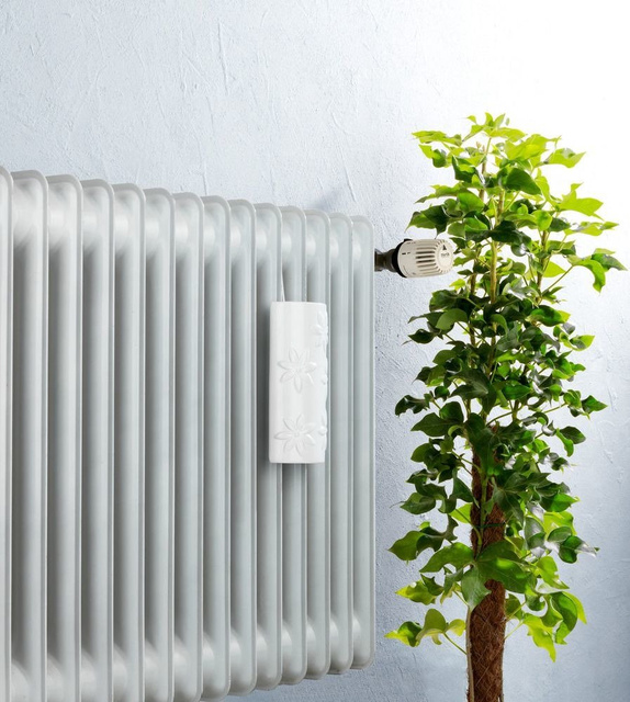 Umidificator pentru calorifer, Ceramica, Alb cu motiv floral, WENKO