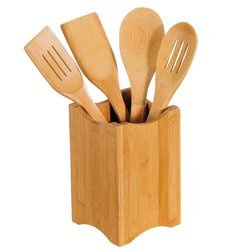 Set tacâmuri din bambus, 5 elemente, suport, KESPER