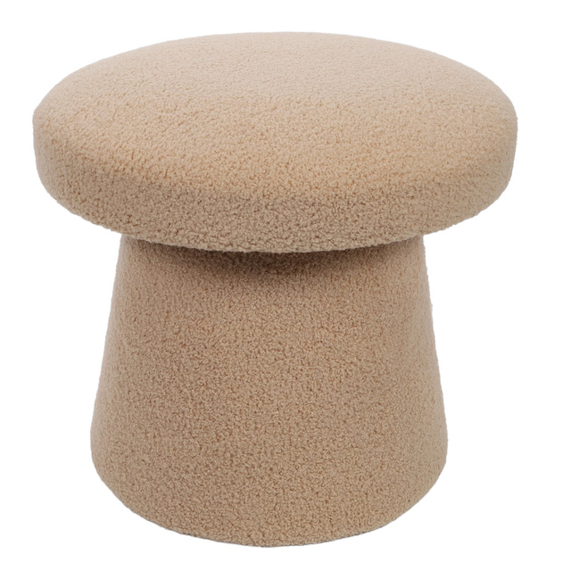Puf rotund tapițat TEDDY ciupercă boucle, Ø 43 x 38 cm