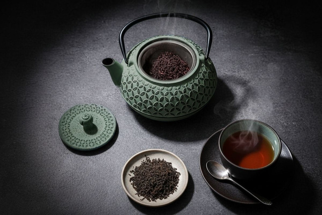 Ceainic din fontă cu infuzor SABI, 1000 ml, verde deschis