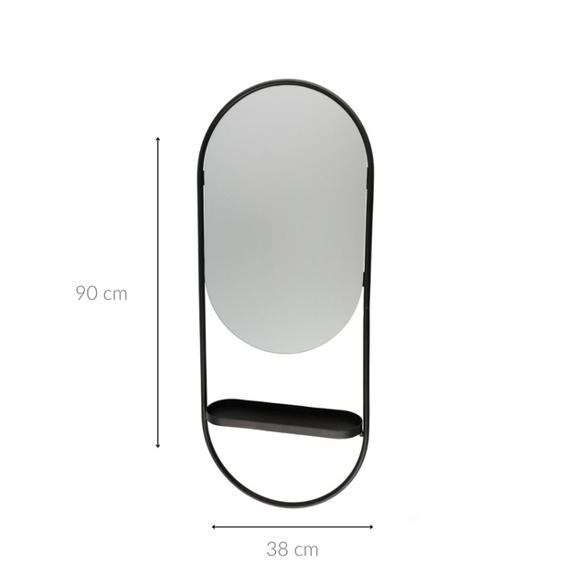 Oglinda de perete ovala cu raft