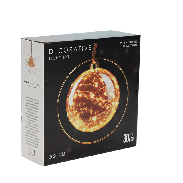 Glob de sticlă decorativ cu iluminare LED, Ø 15 cm