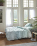 Lenjerie decorativă din satin de bumbac cu modele în culoarea turcoaz, Esprit, 200 x 220 cm