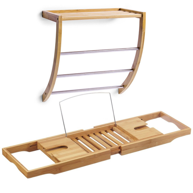 Tava de baie pentru cada, suport pentru prosoape 2 in 1 - set, ZELLER