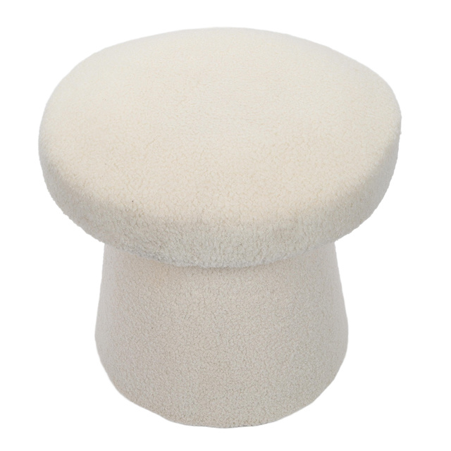 Puf rotund tapițat TEDDY ciupercă boucle, Ø 43 x 38 cm