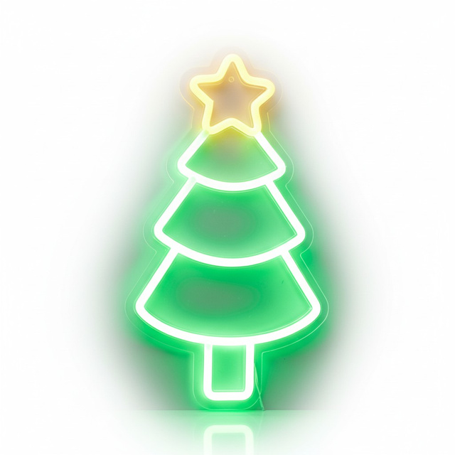 Neon de Crăciun pentru perete, LED, 23 x 22 cm, brad.