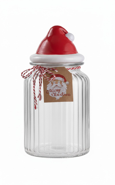 Borcan din sticlă cu motiv sărbătoresc, 1375 ml