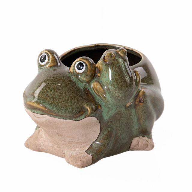 Ghiveci de gradina din portelan, broasca, 15 x 11 cm