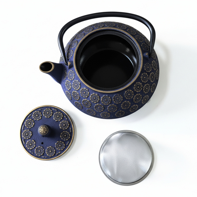 Ceainic din fontă cu infuzor KUMO, 1000 ml, bleumarin