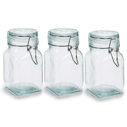 Set 3 borcane din sticla pentru condimente, 250 ml