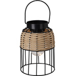 Lampa solara cu decor din rachita si maner larg, Ø 14 x 20 cm