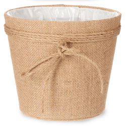 Husa pentru ghiveci impletit cu fundita de iuta, 20 x 16 cm