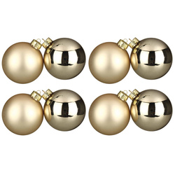 Set 8 globuri de culoare șampanie, 8 cm