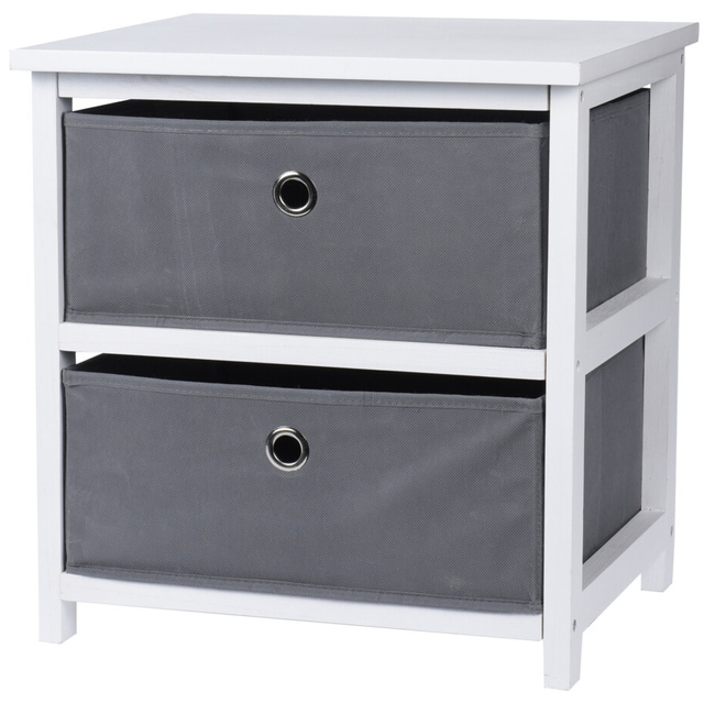 Etajera, MDF cu spatiu depozitare din material textil, 35 x 30 x 15 cm, alb