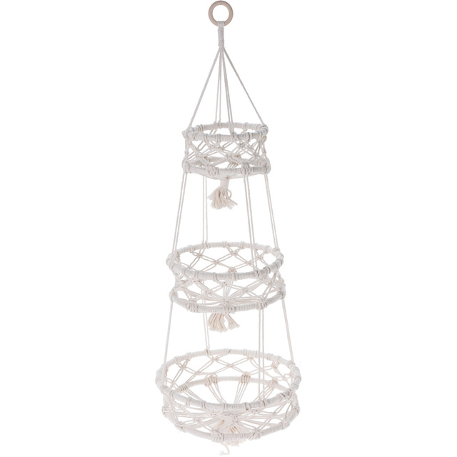 Suport suspendat pentru plante Makrame, cu 3 ghivece, Ø 30 x 85 cm