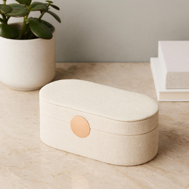 Cutie de bijuterii GLINT cu oglindă, de culoare albă, 25 cm