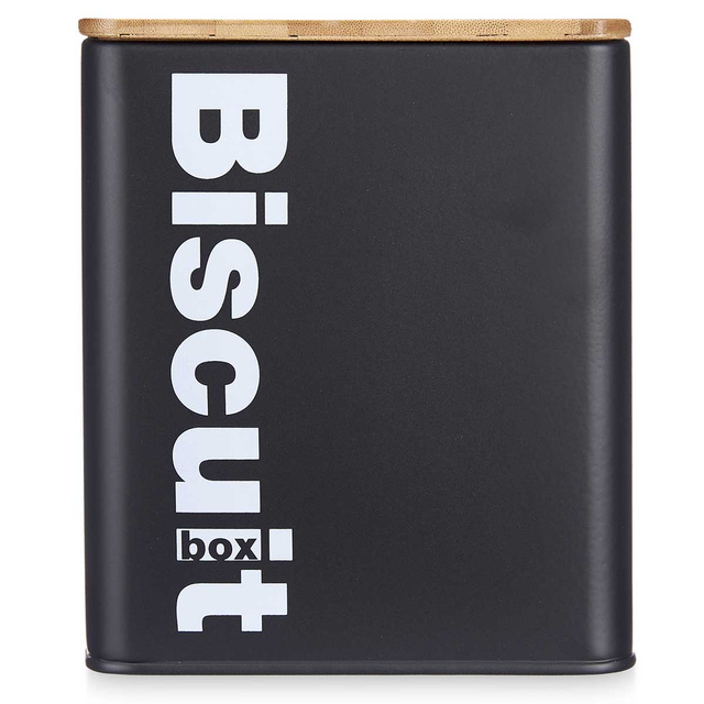 Recipient metalic pentru biscuiti Biscuit, capac din bambus