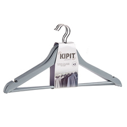 Umerașe de lemn pentru garderobă, gri, 3 bucăți