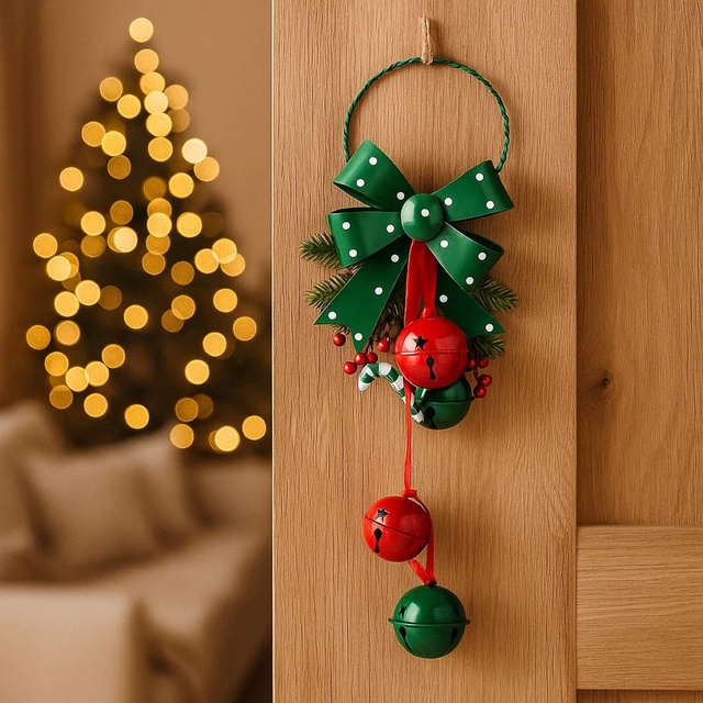 Decorațiune de Crăciun cu clopoței metalici, 29 cm, verde