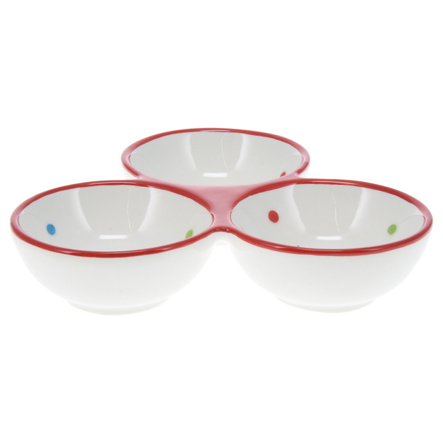 Vas de servire, trei compartimente, 19 x 19 cm, TURTĂ DULCE