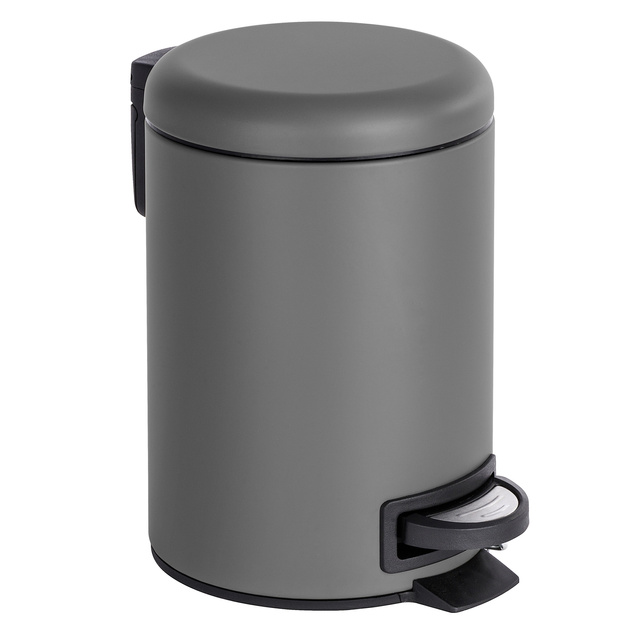 Coș de baie LEMAN MATT, recipient pentru gunoi, 3 l, WENKO, gri