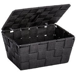 Coș cu capac pentru depozitare ADRIA, WENKO, negru