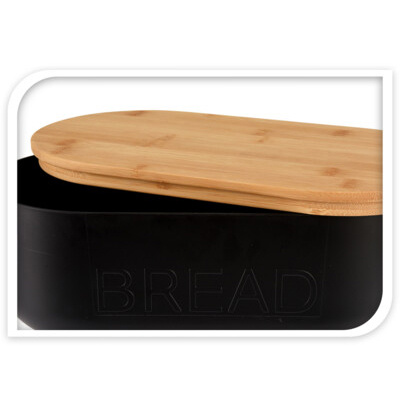 Cutie de paine cu capac din bambus, 35 x 19 x 12 cm